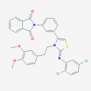 molecular formula C33H25Cl2N3O4S B431233 2-(3-{2-[(2,5-dichlorophenyl)imino]-3-[2-(3,4-dimethoxyphenyl)ethyl]-2,3-dihydro-1,3-thiazol-4-yl}phenyl)-1H-isoindole-1,3(2H)-dione 