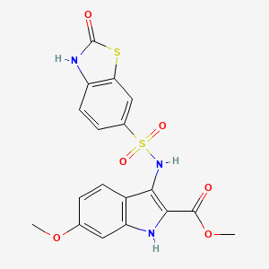 molecular formula C18H15N3O6S2 B4312339 METHYL 6-METHOXY-3-(2-OXO-2,3-DIHYDRO-1,3-BENZOTHIAZOLE-6-SULFONAMIDO)-1H-INDOLE-2-CARBOXYLATE 