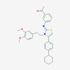 molecular formula C33H36N2O3S B431235 1-{3-[(4-(4-cyclohexylphenyl)-3-[2-(3,4-dimethoxyphenyl)ethyl]-1,3-thiazol-2(3H)-ylidene)amino]phenyl}ethanone 
