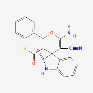 molecular formula C20H11N3O3S B4312353 2'-amino-2,5'-dioxo-1,2-dihydro-5'H-spiro[indole-3,4'-thiochromeno[4,3-b]pyran]-3'-carbonitrile 