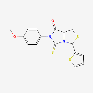 molecular formula C16H14N2O2S3 B4312359 6-(4-methoxyphenyl)-5-sulfanylidene-3-thiophen-2-yl-3,7a-dihydro-1H-imidazo[1,5-c][1,3]thiazol-7-one 