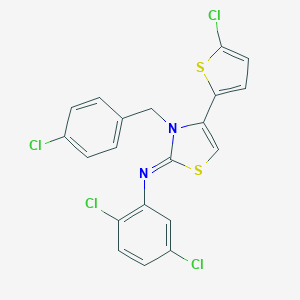 molecular formula C20H12Cl4N2S2 B431236 N-(3-(4-chlorobenzyl)-4-(5-chloro-2-thienyl)-1,3-thiazol-2(3H)-ylidene)-N-(2,5-dichlorophenyl)amine 