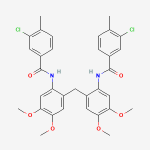 molecular formula C33H32Cl2N2O6 B4312386 N,N'-[methylenebis(4,5-dimethoxy-2,1-phenylene)]bis(3-chloro-4-methylbenzamide) 