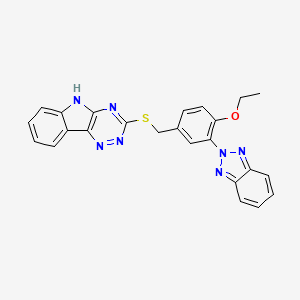 molecular formula C24H19N7OS B4312388 2-[2-ETHOXY-5-({5H-[1,2,4]TRIAZINO[5,6-B]INDOL-3-YLSULFANYL}METHYL)PHENYL]-2H-1,2,3-BENZOTRIAZOLE 