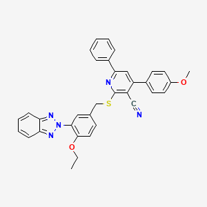 molecular formula C34H27N5O2S B4312392 2-{[3-(2H-1,2,3-BENZOTRIAZOL-2-YL)-4-ETHOXYBENZYL]SULFANYL}-4-(4-METHOXYPHENYL)-6-PHENYL-3-PYRIDYL CYANIDE 