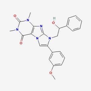 molecular formula C24H23N5O4 B4312439 8-(2-HYDROXY-2-PHENYLETHYL)-7-(3-METHOXYPHENYL)-1,3-DIMETHYL-1H,2H,3H,4H,8H-IMIDAZO[1,2-G]PURINE-2,4-DIONE 