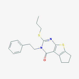 molecular formula C20H22N2OS2 B431246 3-(2-phenylethyl)-2-(propylsulfanyl)-3,5,6,7-tetrahydro-4H-cyclopenta[4,5]thieno[2,3-d]pyrimidin-4-one CAS No. 374550-18-2
