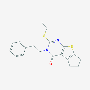 molecular formula C19H20N2OS2 B431247 2-(ethylsulfanyl)-3-(2-phenylethyl)-3,5,6,7-tetrahydro-4H-cyclopenta[4,5]thieno[2,3-d]pyrimidin-4-one 
