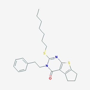 molecular formula C24H30N2OS2 B431249 2-(heptylsulfanyl)-3-(2-phenylethyl)-3,5,6,7-tetrahydro-4H-cyclopenta[4,5]thieno[2,3-d]pyrimidin-4-one CAS No. 372500-99-7