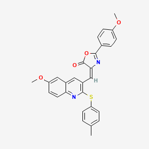 molecular formula C28H22N2O4S B4312497 4-((E)-1-{6-METHOXY-2-[(4-METHYLPHENYL)SULFANYL]-3-QUINOLYL}METHYLIDENE)-2-(4-METHOXYPHENYL)-1,3-OXAZOL-5(4H)-ONE 