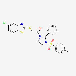 molecular formula C25H22ClN3O3S3 B4312517 2-[(5-CHLORO-1,3-BENZOTHIAZOL-2-YL)SULFANYL]-1-{3-[(4-METHYLPHENYL)SULFONYL]-2-PHENYL-1-IMIDAZOLIDINYL}-1-ETHANONE 