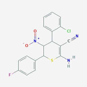 6-amino-4-(2-chlorophenyl)-2-(4-fluorophenyl)-3-nitro-3,4-dihydro-2H-thiopyran-5-carbonitrile