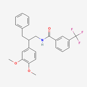 molecular formula C25H24F3NO3 B4312578 N-[2-(3,4-dimethoxyphenyl)-3-phenylpropyl]-3-(trifluoromethyl)benzamide 