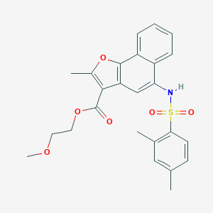 molecular formula C25H25NO6S B431258 2-Methoxyethyl 5-{[(2,4-dimethylphenyl)sulfonyl]amino}-2-methylnaphtho[1,2-b]furan-3-carboxylate CAS No. 361179-76-2