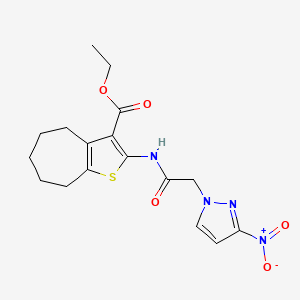 molecular formula C17H20N4O5S B4312585 ETHYL 2-[2-(3-NITRO-1H-PYRAZOL-1-YL)ACETAMIDO]-4H,5H,6H,7H,8H-CYCLOHEPTA[B]THIOPHENE-3-CARBOXYLATE 