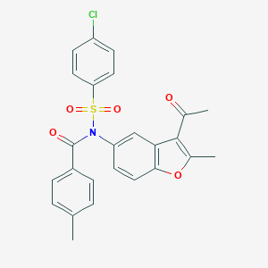 molecular formula C25H20ClNO5S B431259 N-(3-acetyl-2-methyl-1-benzofuran-5-yl)-N-(4-chlorophenyl)sulfonyl-4-methylbenzamide CAS No. 406475-51-2