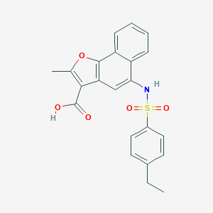 molecular formula C22H19NO5S B431261 5-{[(4-Ethylphenyl)sulfonyl]amino}-2-methylnaphtho[1,2-b]furan-3-carboxylic acid 