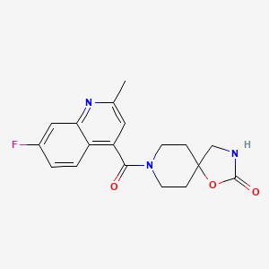 molecular formula C18H18FN3O3 B4312610 8-[(7-fluoro-2-methylquinolin-4-yl)carbonyl]-1-oxa-3,8-diazaspiro[4.5]decan-2-one 