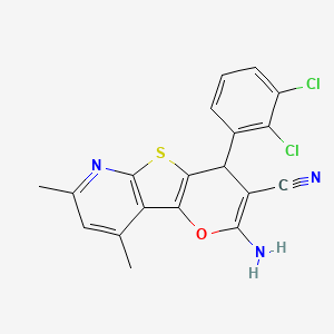 4-amino-6-(2,3-dichlorophenyl)-11,13-dimethyl-3-oxa-8-thia-10-azatricyclo[7.4.0.02,7]trideca-1(9),2(7),4,10,12-pentaene-5-carbonitrile