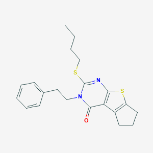 molecular formula C21H24N2OS2 B431264 2-(butylsulfanyl)-3-(2-phenylethyl)-3,5,6,7-tetrahydro-4H-cyclopenta[4,5]thieno[2,3-d]pyrimidin-4-one CAS No. 374083-75-7