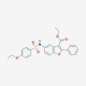 molecular formula C25H23NO6S B431267 Ethyl 5-{[(4-ethoxyphenyl)sulfonyl]amino}-2-phenyl-1-benzofuran-3-carboxylate 