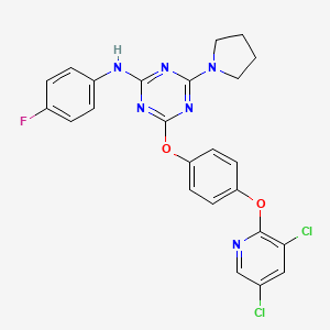 molecular formula C24H19Cl2FN6O2 B4312679 N-[4-{4-[(3,5-DICHLORO-2-PYRIDYL)OXY]PHENOXY}-6-(1-PYRROLIDINYL)-1,3,5-TRIAZIN-2-YL]-N-(4-FLUOROPHENYL)AMINE 