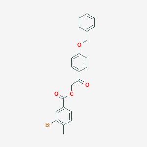 molecular formula C23H19BrO4 B431269 2-[4-(Benzyloxy)phenyl]-2-oxoethyl 3-bromo-4-methylbenzoate 