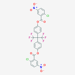 molecular formula C29H14Cl2F6N2O8 B431270 4-[1-[4-({2-Chloro-5-nitrobenzoyl}oxy)phenyl]-2,2,2-trifluoro-1-(trifluoromethyl)ethyl]phenyl 2-chloro-5-nitrobenzoate 