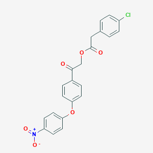 molecular formula C22H16ClNO6 B431271 2-(4-{4-Nitrophenoxy}phenyl)-2-oxoethyl (4-chlorophenyl)acetate 