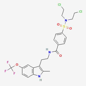 4-[bis(2-chloroethyl)sulfamoyl]-N-{2-[2-methyl-5-(trifluoromethoxy)-1H-indol-3-yl]ethyl}benzamide