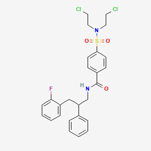 molecular formula C26H27Cl2FN2O3S B4312743 4-[bis(2-chloroethyl)sulfamoyl]-N-[3-(2-fluorophenyl)-2-phenylpropyl]benzamide 