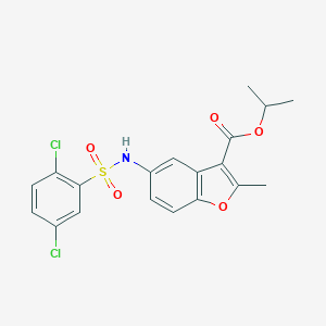 molecular formula C19H17Cl2NO5S B431275 Isopropyl 5-{[(2,5-dichlorophenyl)sulfonyl]amino}-2-methyl-1-benzofuran-3-carboxylate CAS No. 421579-28-4