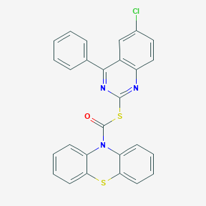 molecular formula C27H16ClN3OS2 B431282 S-(6-chloro-4-phenylquinazolin-2-yl) 10H-phenothiazine-10-carbothioate CAS No. 371234-75-2