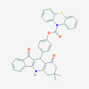 molecular formula C37H28N2O4S B431284 4-(7,7-dimethyl-9,11-dioxo-6,7,8,9,10,11-hexahydro-5H-indeno[1,2-b]quinolin-10-yl)phenyl 10H-phenothiazine-10-carboxylate 