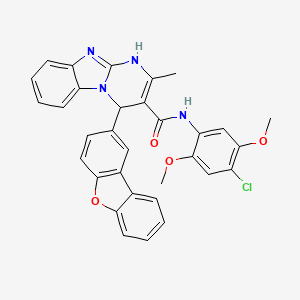 molecular formula C32H25ClN4O4 B4312842 N-(4-chloro-2,5-dimethoxyphenyl)-4-(dibenzo[b,d]furan-2-yl)-2-methyl-1,4-dihydropyrimido[1,2-a]benzimidazole-3-carboxamide 