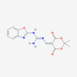 molecular formula C15H14N4O5 B431290 1-(1,3-Benzoxazol-2-yl)-2-[(2,2-dimethyl-4,6-dioxo-1,3-dioxan-5-ylidene)methyl]guanidine CAS No. 384376-43-6