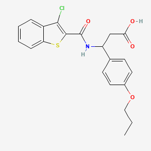 molecular formula C21H20ClNO4S B4312902 3-{[(3-Chloro-1-benzothiophen-2-yl)carbonyl]amino}-3-(4-propoxyphenyl)propanoic acid 