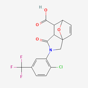 3-[2-CHLORO-5-(TRIFLUOROMETHYL)PHENYL]-4-OXO-10-OXA-3-AZATRICYCLO[5.2.1.0{15}]DEC-8-ENE-6-CARBOXYLIC ACID