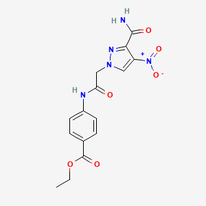 ETHYL 4-[2-(3-CARBAMOYL-4-NITRO-1H-PYRAZOL-1-YL)ACETAMIDO]BENZOATE