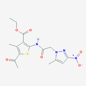 ETHYL 5-ACETYL-4-METHYL-2-[2-(5-METHYL-3-NITRO-1H-PYRAZOL-1-YL)ACETAMIDO]THIOPHENE-3-CARBOXYLATE