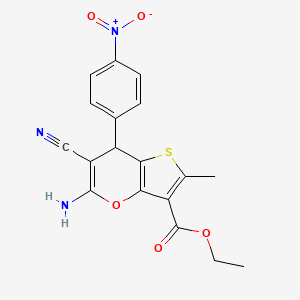 ethyl 5-amino-6-cyano-2-methyl-7-(4-nitrophenyl)-7H-thieno[3,2-b]pyran-3-carboxylate