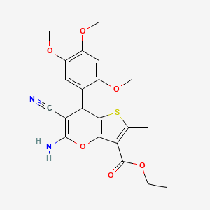 molecular formula C21H22N2O6S B4312975 ethyl 5-amino-6-cyano-2-methyl-7-(2,4,5-trimethoxyphenyl)-7H-thieno[3,2-b]pyran-3-carboxylate 