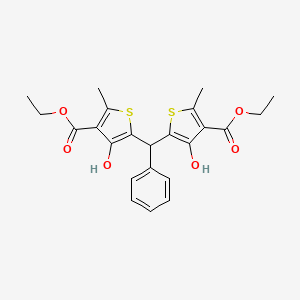 molecular formula C23H24O6S2 B4312991 ETHYL 5-{[4-(ETHOXYCARBONYL)-3-HYDROXY-5-METHYLTHIOPHEN-2-YL](PHENYL)METHYL}-4-HYDROXY-2-METHYLTHIOPHENE-3-CARBOXYLATE 