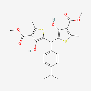 molecular formula C24H26O6S2 B4312995 METHYL 4-HYDROXY-5-{[3-HYDROXY-4-(METHOXYCARBONYL)-5-METHYLTHIOPHEN-2-YL][4-(PROPAN-2-YL)PHENYL]METHYL}-2-METHYLTHIOPHENE-3-CARBOXYLATE 