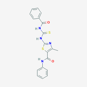 molecular formula C19H16N4O2S2 B431303 2-{[(benzoylamino)carbothioyl]amino}-4-methyl-N-phenyl-1,3-thiazole-5-carboxamide CAS No. 488095-28-9
