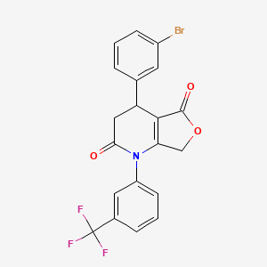 molecular formula C20H13BrF3NO3 B4313050 4-(3-BROMOPHENYL)-1-[3-(TRIFLUOROMETHYL)PHENYL]-1H,2H,3H,4H,5H,7H-FURO[3,4-B]PYRIDINE-2,5-DIONE 