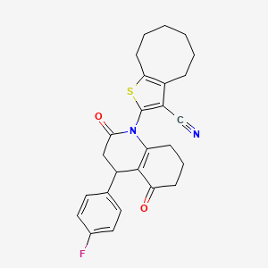 2-[4-(4-FLUOROPHENYL)-2,5-DIOXO-1,2,3,4,5,6,7,8-OCTAHYDROQUINOLIN-1-YL]-4H,5H,6H,7H,8H,9H-CYCLOOCTA[B]THIOPHENE-3-CARBONITRILE