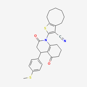 2-{4-[4-(METHYLSULFANYL)PHENYL]-2,5-DIOXO-1,2,3,4,5,6,7,8-OCTAHYDROQUINOLIN-1-YL}-4H,5H,6H,7H,8H,9H-CYCLOOCTA[B]THIOPHENE-3-CARBONITRILE