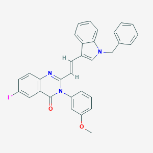 molecular formula C32H24IN3O2 B431310 2-[2-(1-benzyl-1H-indol-3-yl)vinyl]-6-iodo-3-(3-methoxyphenyl)-4(3H)-quinazolinone 