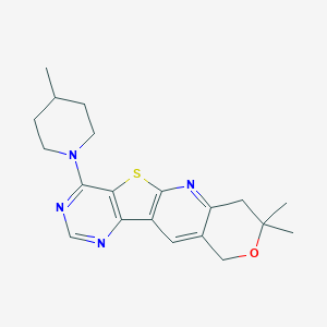 molecular formula C20H24N4OS B431311 8,8-dimethyl-4-(4-methyl-1-piperidinyl)-7,10-dihydro-8H-pyrano[3'',4'':5',6']pyrido[3',2':4,5]thieno[3,2-d]pyrimidine CAS No. 374094-04-9